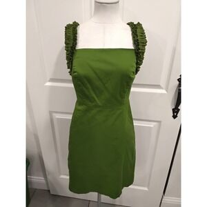 Ted Baker London Green Ruffle Strap Square Neck Sheath Dress‎ Size 3